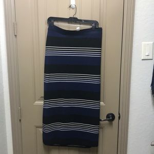Navy/Bl/Wh Striped Old Navy Knit Midi Skirt - XXL